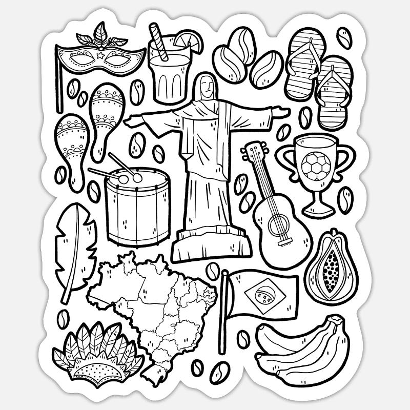 Brésil - Sticker taille S (10 x 10 cm) - blanc mat