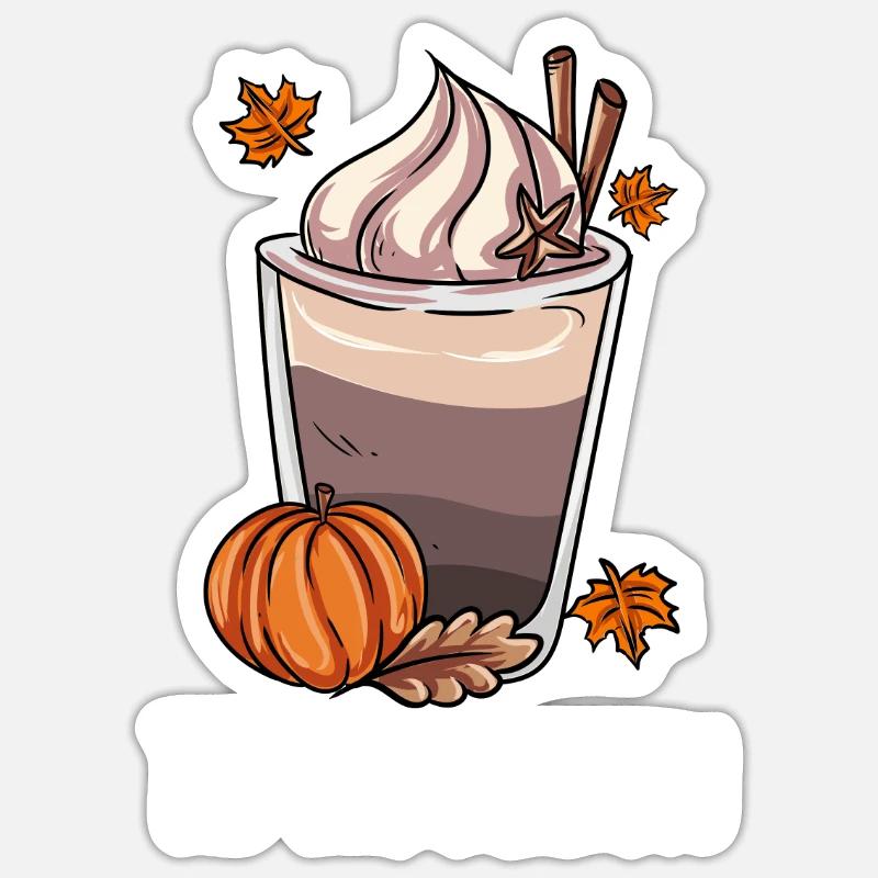 Herbst Kaffee - Sticker Größe S (10 x 10 cm) - Mattweiß