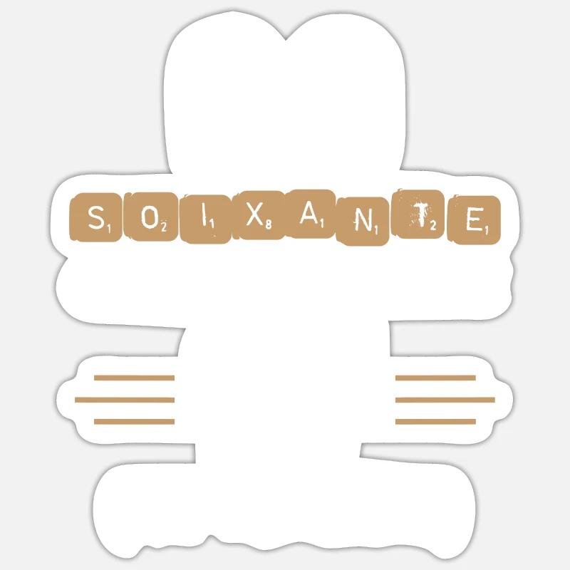 Anniversaire 60 ans, idée cadeau date de naissance - Sticker taille S (10 x 10 cm) - blanc mat