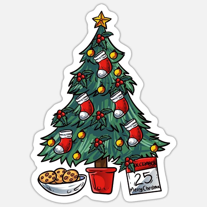 Weihnachtsbaum - Sticker Größe S (10 x 10 cm) - Mattweiß