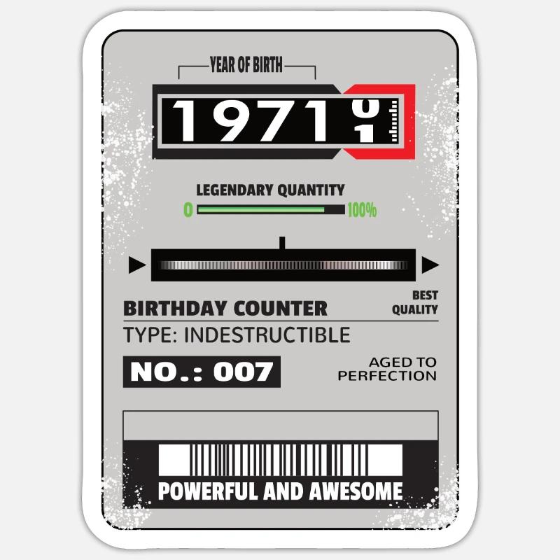 Three-phase meter birthday 1971 Gift Sticker size S (10 x 10 cm)