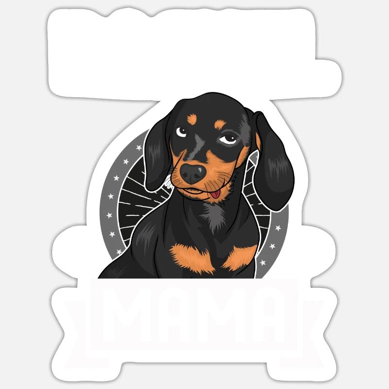 Dackel Mama Dackel Mama Geschenk - Sticker Größe S (10 x 10 cm) - Mattweiß