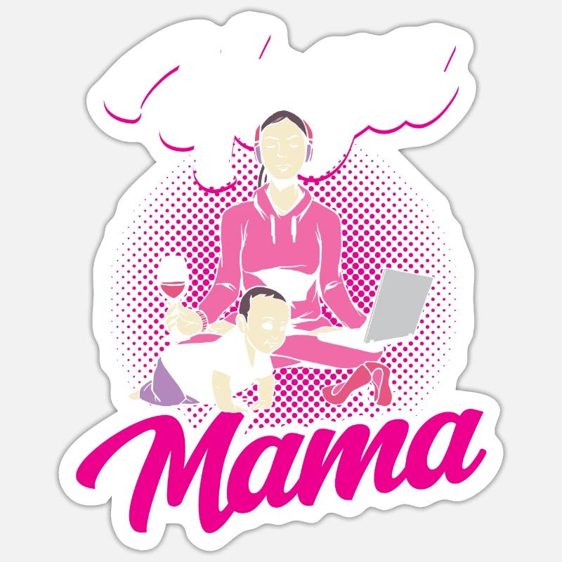 Yoga Mama Mami Hobby Mutter - Sticker Größe S (10 x 10 cm) - Mattweiß