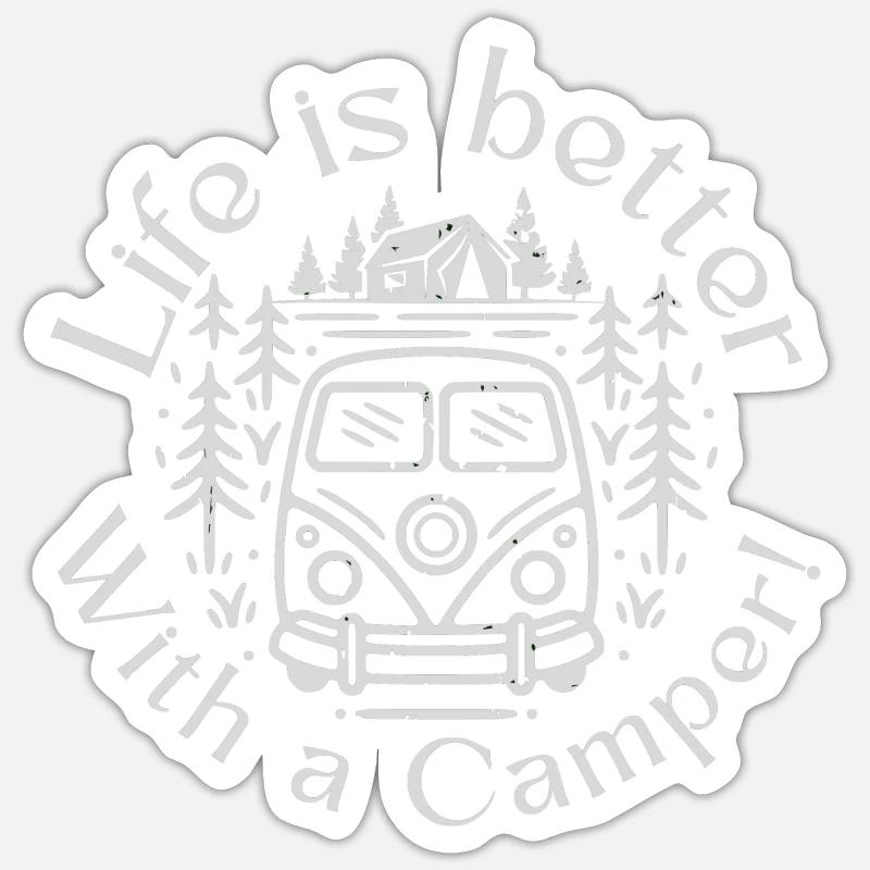 Life is better with a camper - Camping Tee Sticker Größe S (10 x 10 cm)