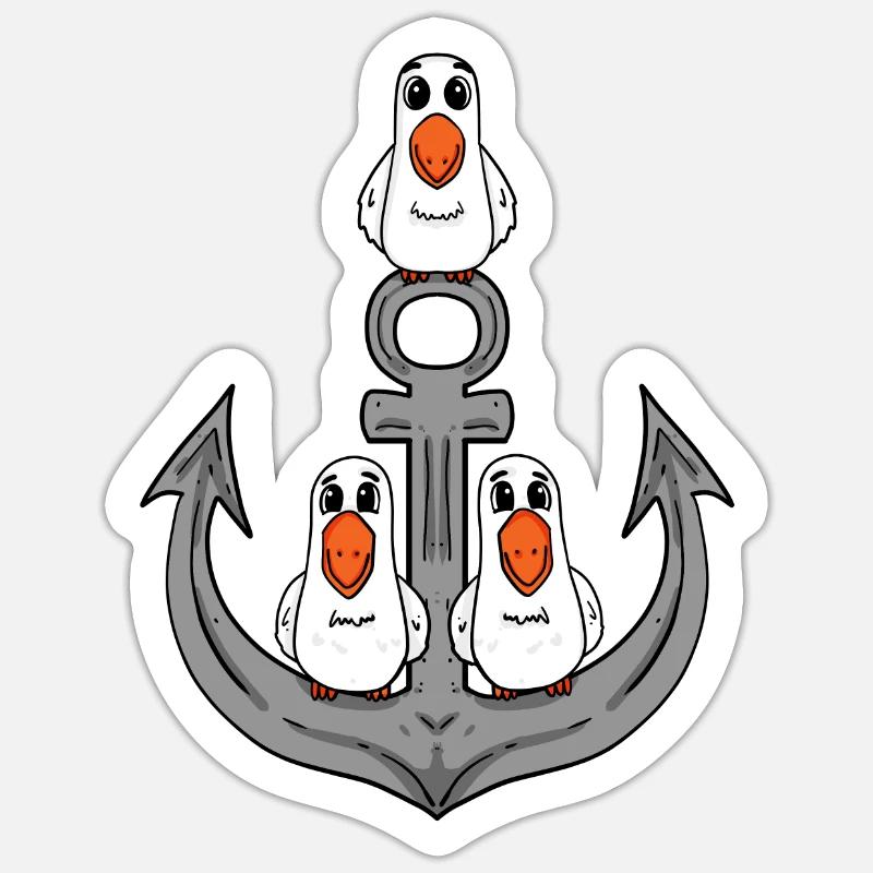 Möwen Möwe Anker - Sticker Größe S (10 x 10 cm) - Mattweiß