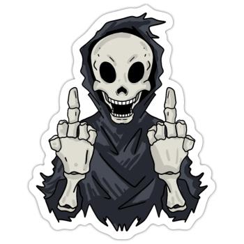 Sensenmann zeigt Mittelfinger - Sticker Größe S (10 x 10 cm) - Mattweiß - Vorne