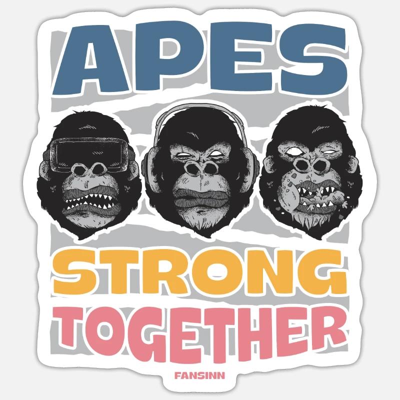 Singes forts ensemble Sticker taille S (10 x 10 cm)