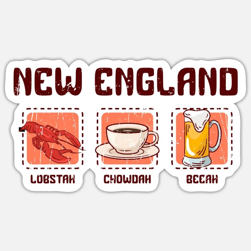 Nouvelle-Angleterre Lobstah Chowdah Beeah Triathlon - - Sticker taille S (10 x 10 cm) - blanc mat