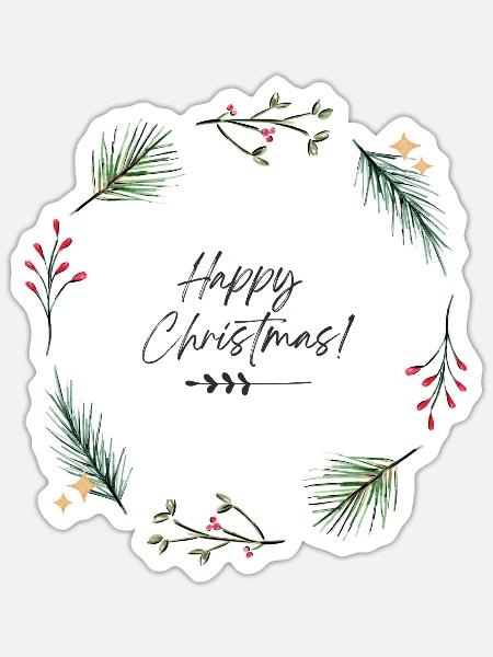 Happy Christmas - Sticker Größe S (10 x 10 cm) - Mattweiß
