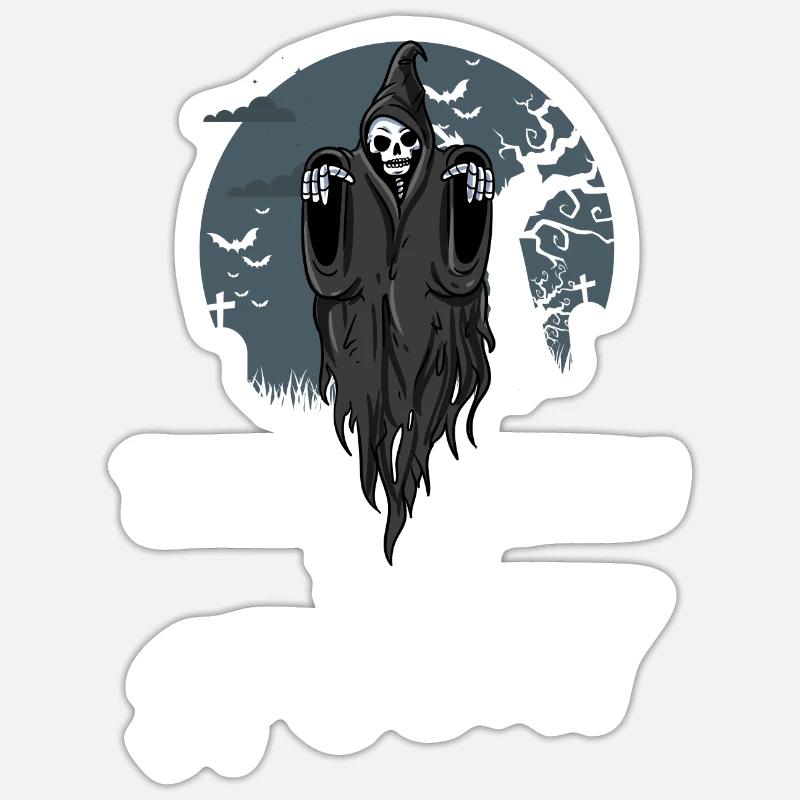 Sensenmann - Sticker Größe S (10 x 10 cm) - Mattweiß