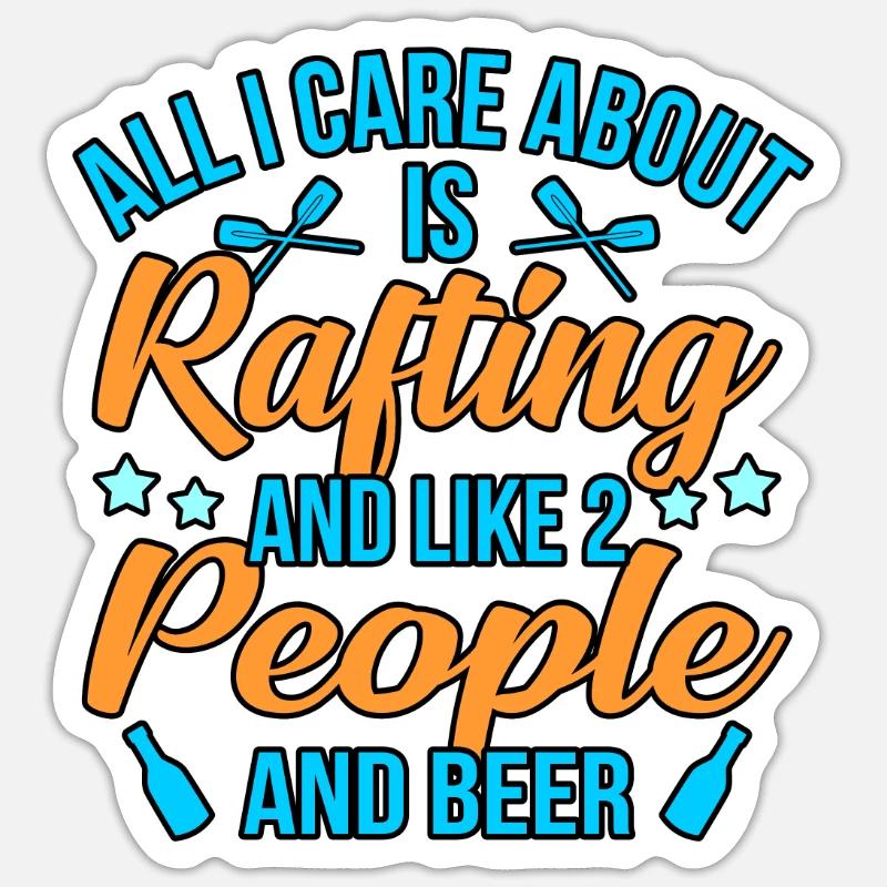 Rafting Und Bier - Sticker Größe S (10 x 10 cm) - Mattweiß