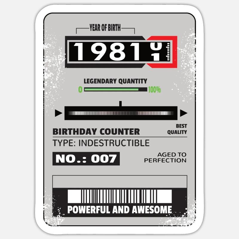 Compteur triphasé cadeau d’anniversaire 1981 - Sticker taille S (10 x 10 cm) - blanc mat