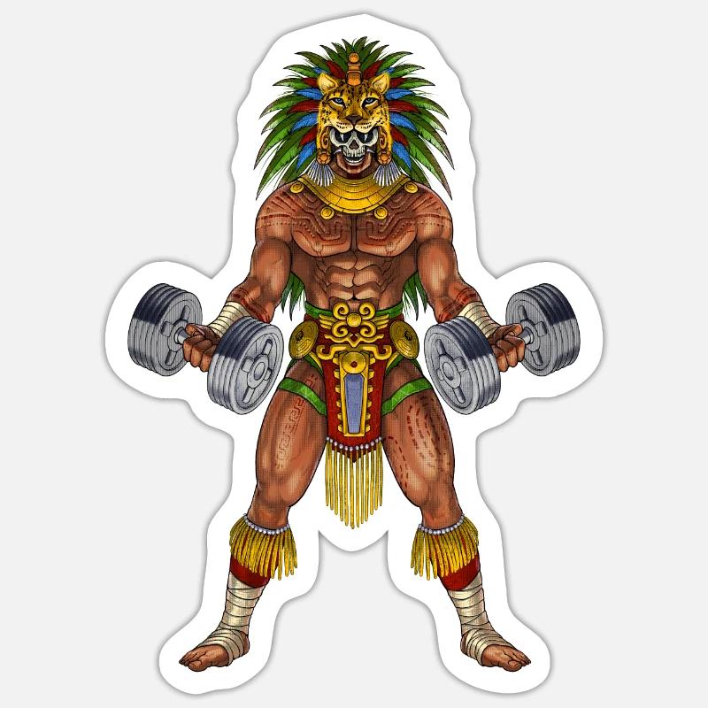 Aztec Warrior Bodybuilder - Sticker size S (10 x 10 cm) - white matte