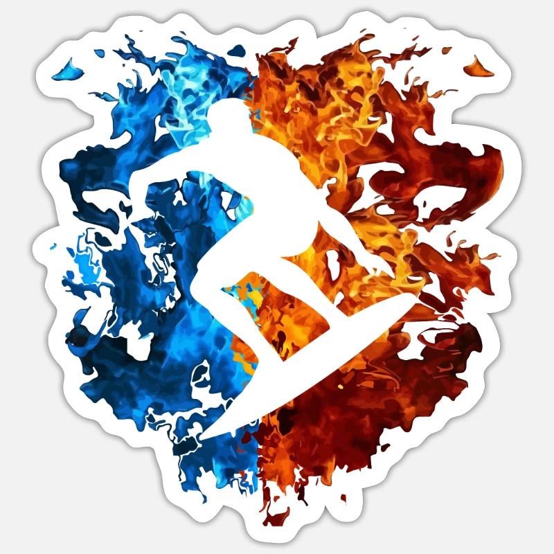 Fire Surfer Flames Planche de surf Burning Sticker taille S (10 x 10 cm)