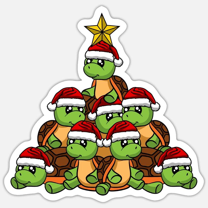 Turtle Christmas Tree - Sticker size S (10 x 10 cm) - white matte