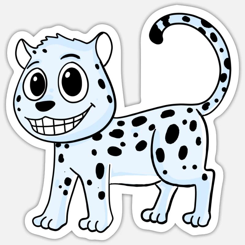 Léopard des neiges Léopard - Sticker taille S (10 x 10 cm) - blanc mat