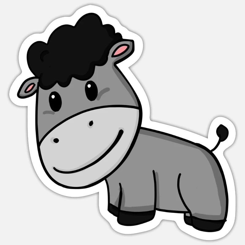 Âne - Sticker taille S (10 x 10 cm) - blanc mat