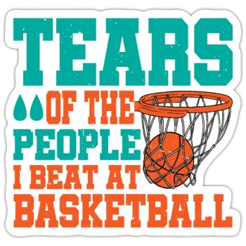 Les larmes des gens que j’ai battus au basketball - Sticker taille S (10 x 10 cm) - blanc mat - Devant