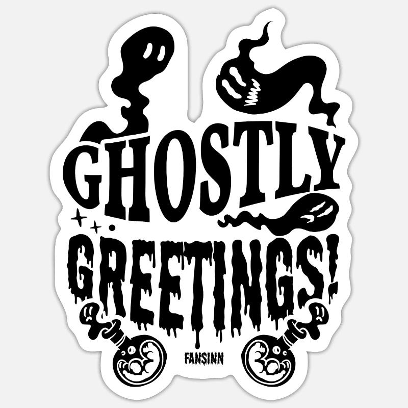étrange Ghost Monster Halloween - Sticker taille S (10 x 10 cm) - blanc mat