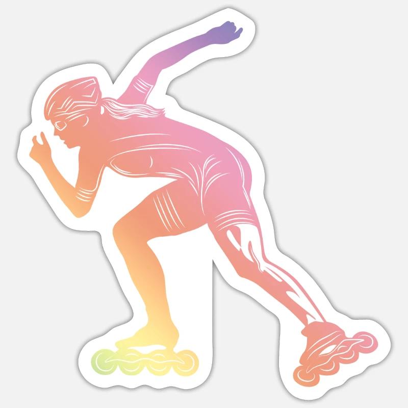 Inline Skates Silhoette - Sticker Größe S (10 x 10 cm) - Mattweiß
