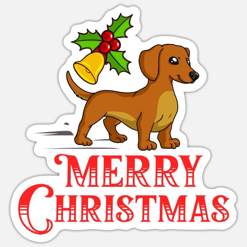 Doxie Teckel Teckel Chien Noël - Sticker taille S (10 x 10 cm) - blanc mat
