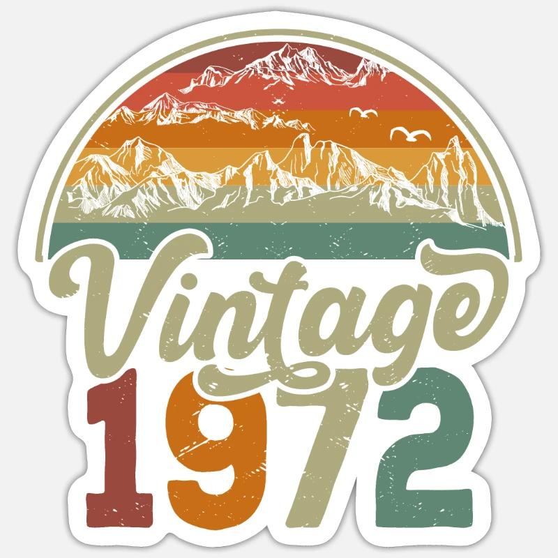 Årgang 1972 - Sticker størrelse S (10 x 10 cm) - mat hvid