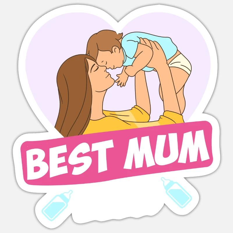 Best Mum Ever Beste Mama der Welt Mutter Kind Sticker Größe S (10 x 10 cm)