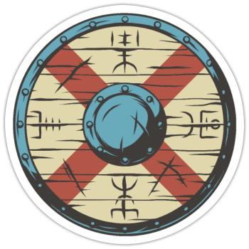 Wikinger Schild - Sticker Größe S (10 x 10 cm) - Mattweiß - Vorne