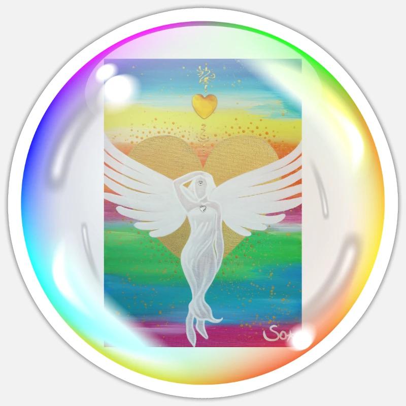 Regenbogen-Engel der Liebe Sonja Ariel von Staden - Sticker Größe S (10 x 10 cm) - Mattweiß