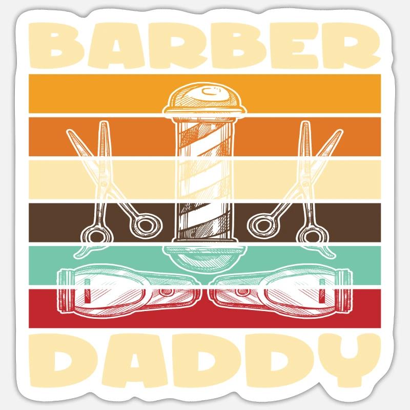 Barbier Papa Barbier Bart - Sticker taille S (10 x 10 cm) - blanc mat