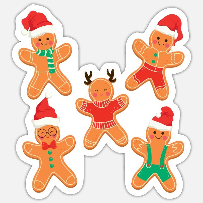Lebkuchenmann Plätzchen Weihnachten Pyjamas Xmas - Sticker Größe S (10 x 10 cm) - Mattweiß
