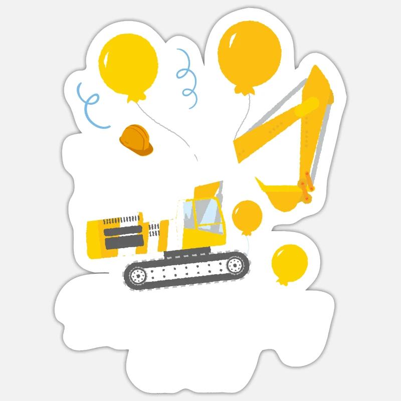 Papa Birthday Crew Construction Theme - Sticker size S (10 x 10 cm) - white matte