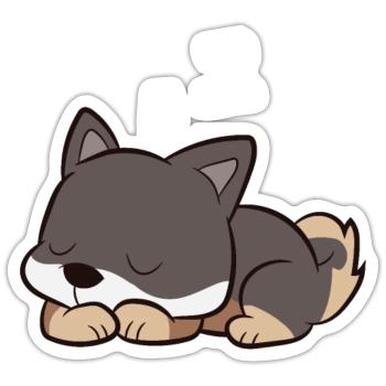 Shikoku Dog Sleeping Kochi-Ken Dog Japan Shikoku - Sticker size S (10 x 10 cm) - white matte - Front