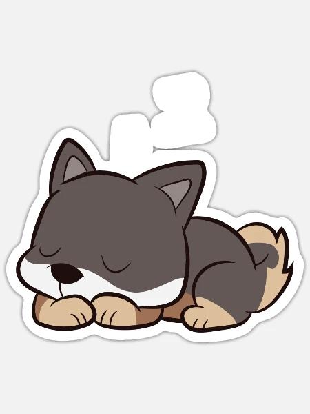 Shikoku Dog Śpiący Kochi-Ken Dog Japonia - Naklejka rozmiar S (10 x 10 cm) - biały matowy