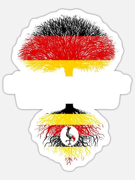 Deutsch mit ugandischen Wurzeln - Sticker Größe S (10 x 10 cm) - Mattweiß