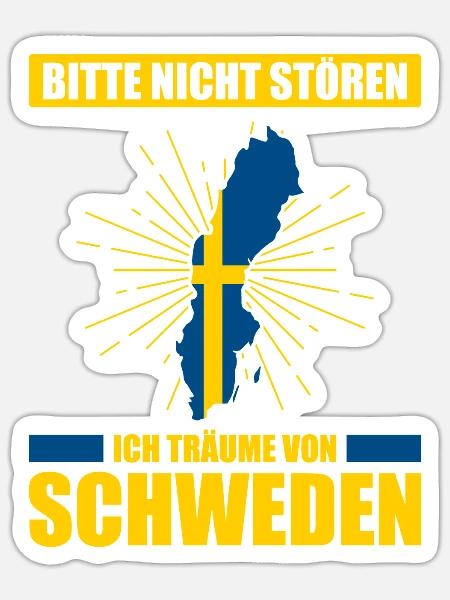 Bitte Nicht Stören Ich Träume Von Schweden - Sticker Größe S (10 x 10 cm) - Mattweiß