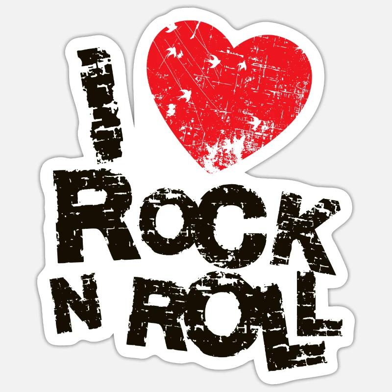 J’ADORE LE ROCK N ROLL. - Sticker taille S (10 x 10 cm) - blanc mat