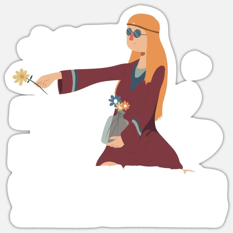 Hippie Mama Muttertag Mädchen Frieden Sticker Größe S (10 x 10 cm)