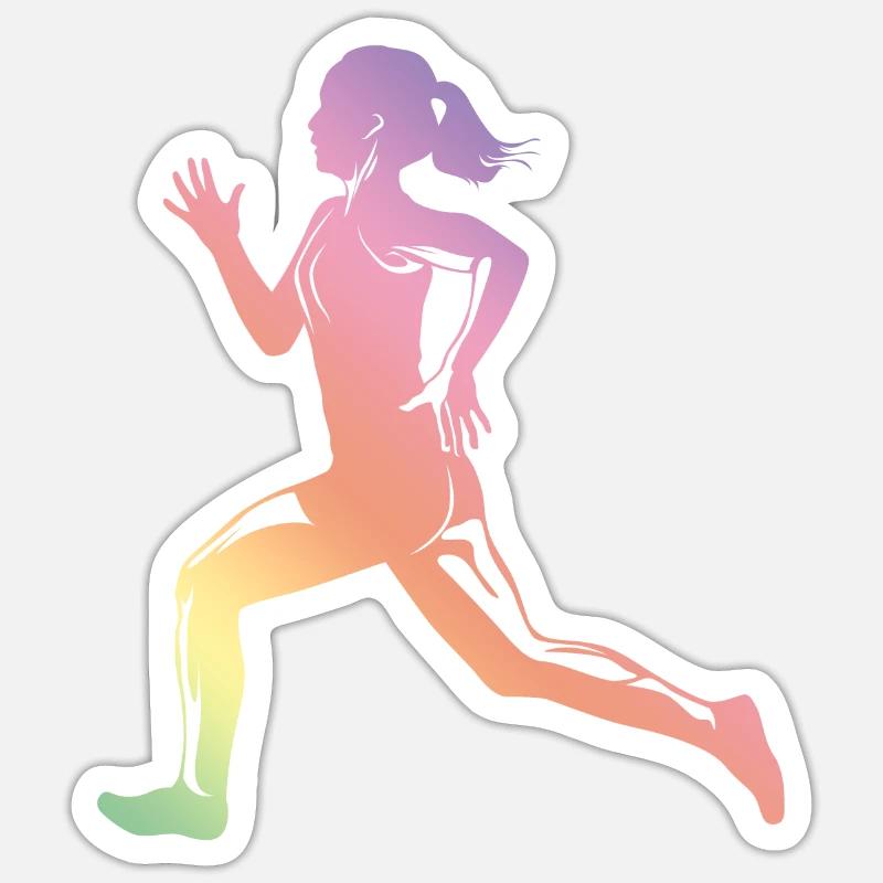 silhouette de coureur de course - Sticker taille S (10 x 10 cm) - blanc mat