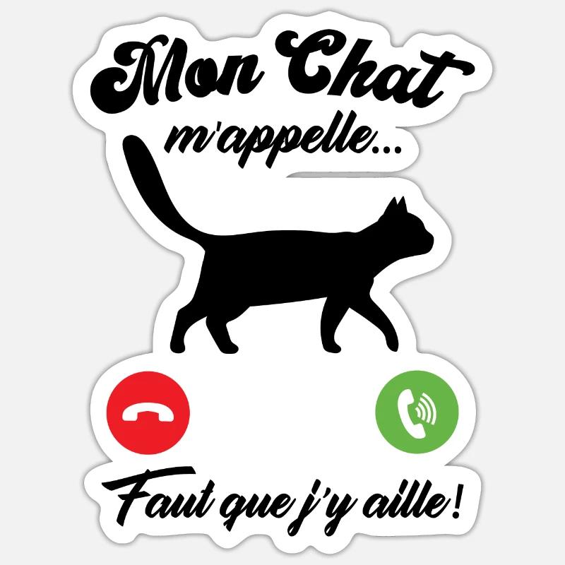 Mon chat m'appelle - Sticker taille S (10 x 10 cm) - blanc mat