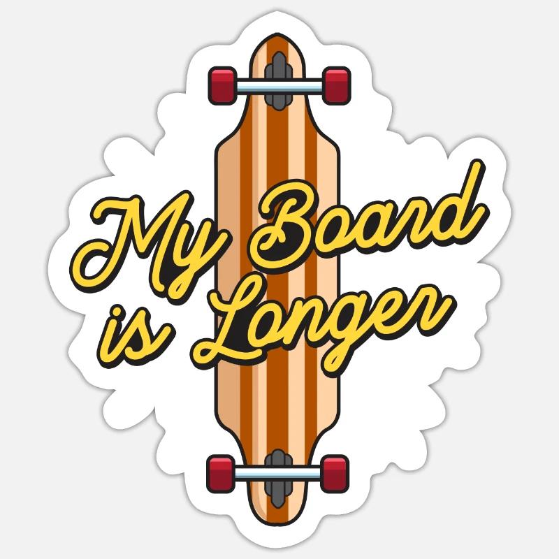 Ma planche est un longboarder - Sticker taille S (10 x 10 cm) - blanc mat