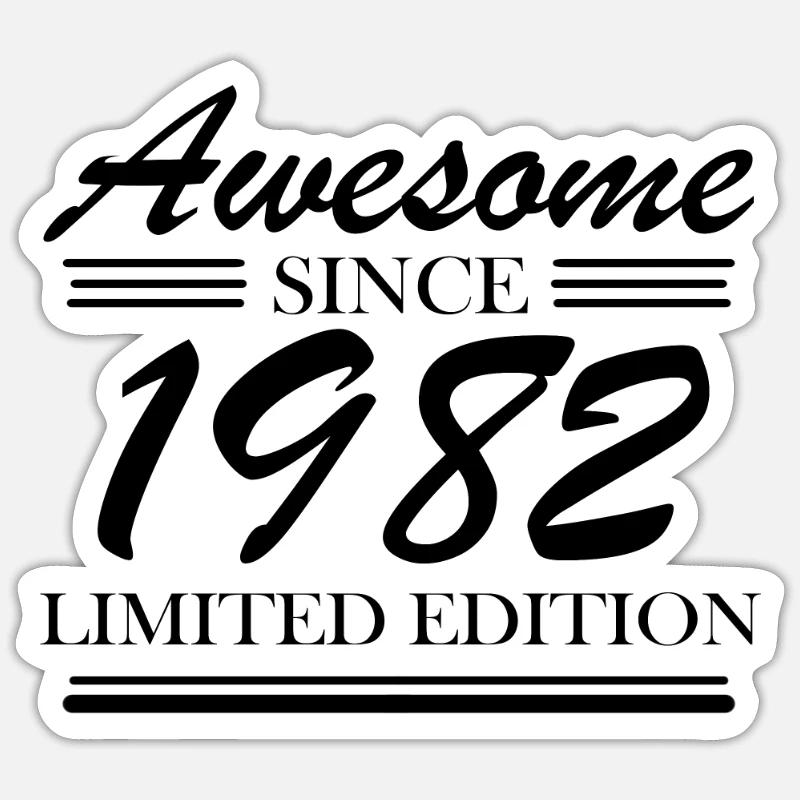 1982 - Né en 1982 - Sticker taille S (10 x 10 cm) - blanc mat