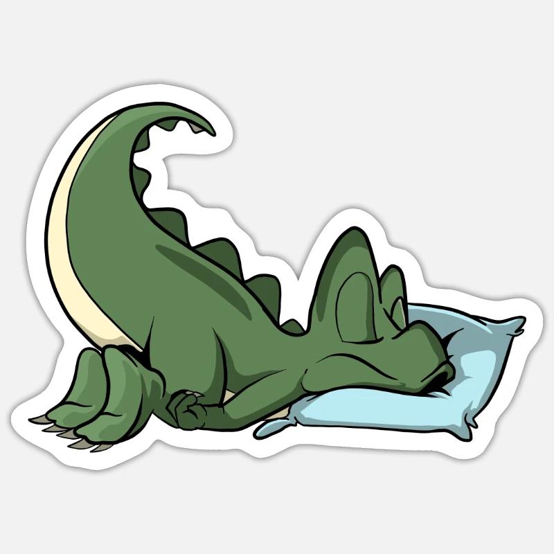 Schlafender T-Rex Dinosaurier - Sticker Größe S (10 x 10 cm) - Mattweiß