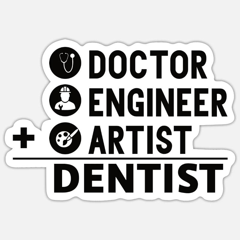 Assistant dentaire Dentiste Dent - Sticker taille S (10 x 10 cm) - blanc mat