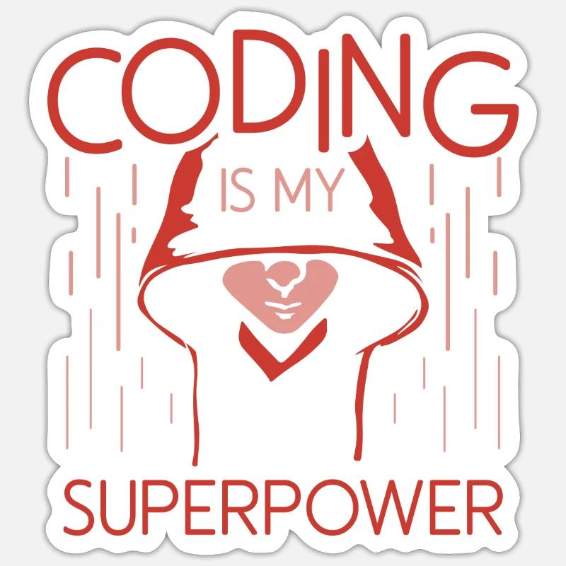 Le codage est mon codeur de programmeur super-puissant - Sticker taille S (10 x 10 cm) - blanc mat