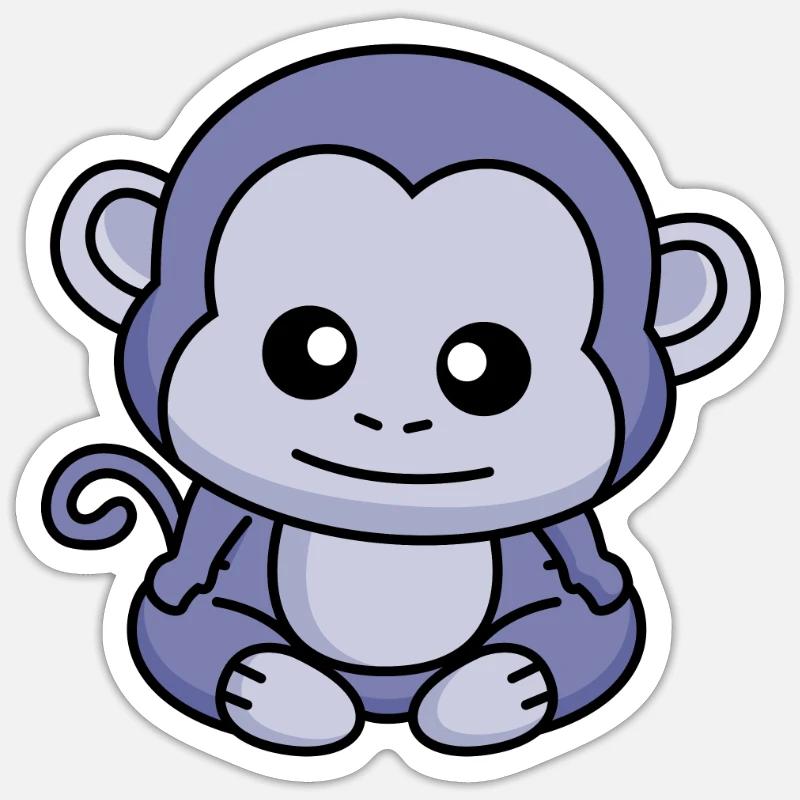 Affe Comic Tier - Sticker Größe S (10 x 10 cm) - Mattweiß