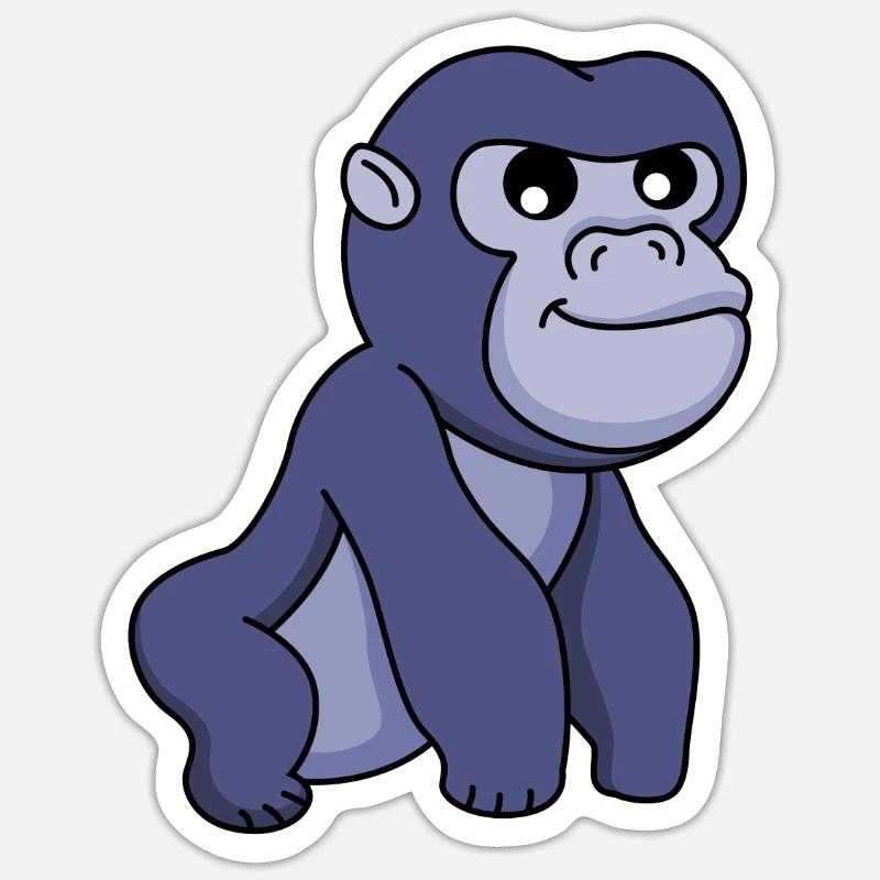 Bande dessinée Gorilla - Sticker taille S (10 x 10 cm) - blanc mat