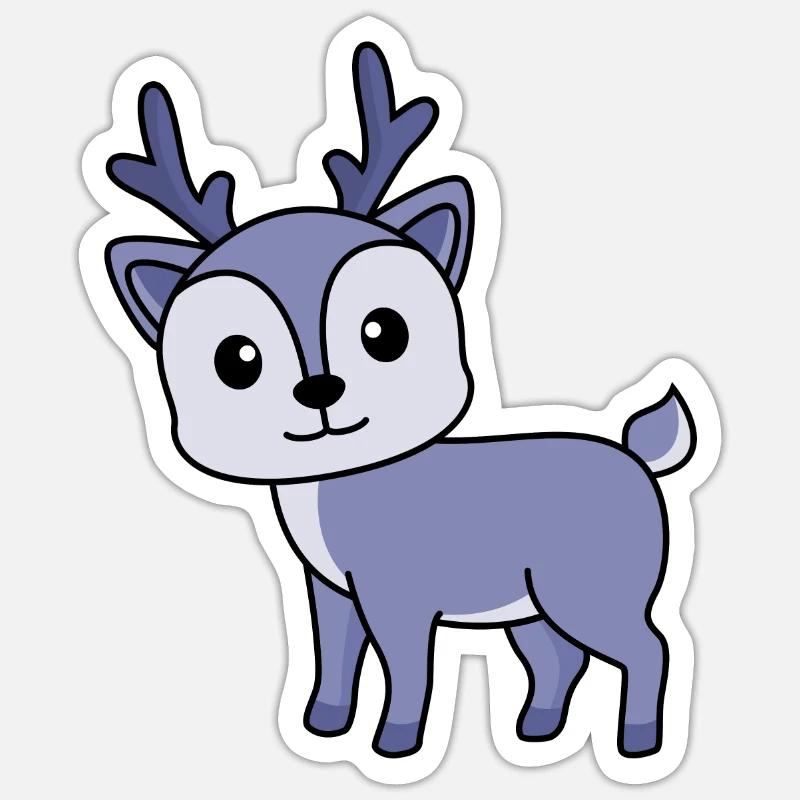 Cerf Comic Animal - Sticker taille S (10 x 10 cm) - blanc mat