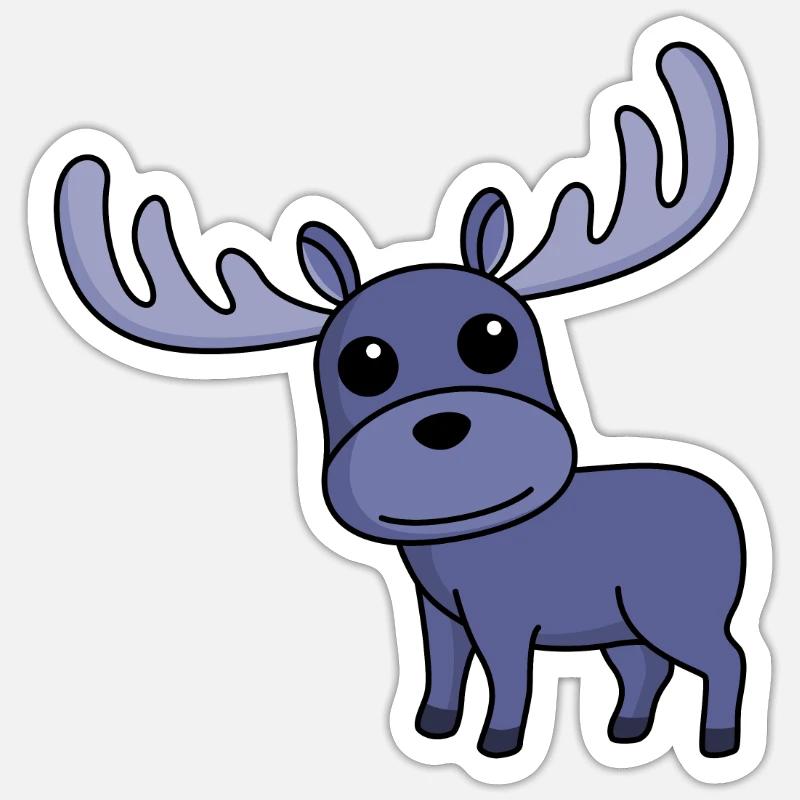 Elch Comic Tier - Sticker Größe S (10 x 10 cm) - Mattweiß
