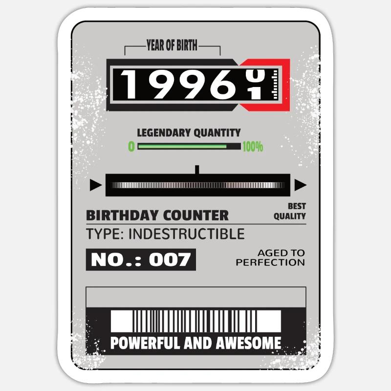 Three-phase meter birthday 1996 gift Sticker size S (10 x 10 cm)